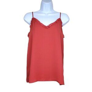 Loft Womens Sleeveless Ruffle Trim Chiffon Cami Tank Top Size XS NWT